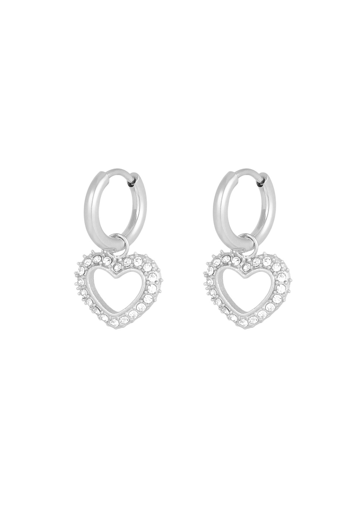 Diamant hart oorbellen
